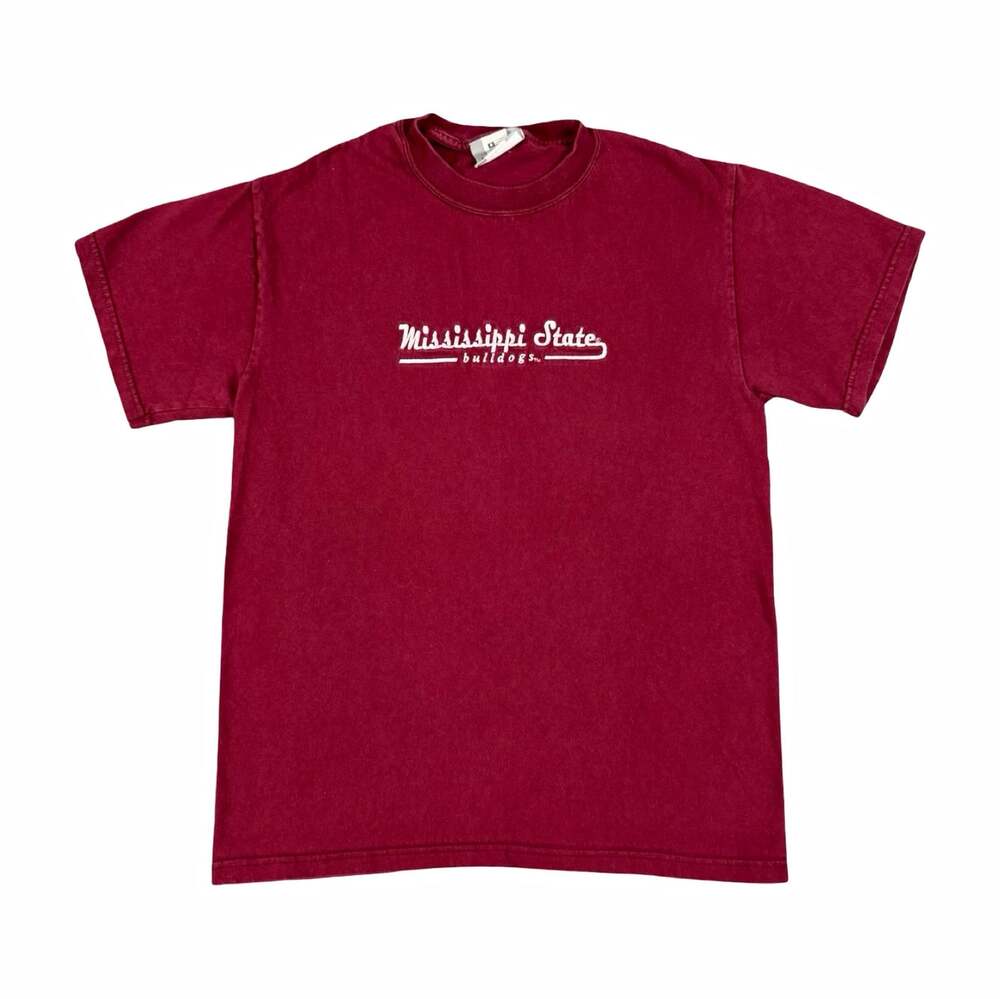 Vintage Mississippi State Bulldogs Embriodered Maroon Short Sleeve TShirt Size M